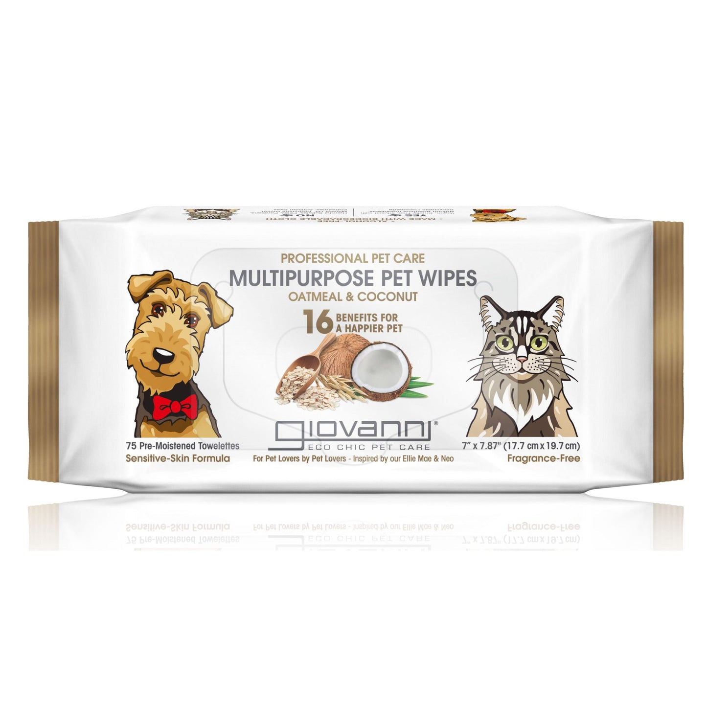 PROFESSIONAL PET CARE MULTIPURPOSE WIPES- OATMEAL & COCONUT