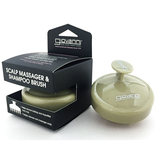 SCALP MASSAGER & SHAMPOO BRUSH (Tan Handle)