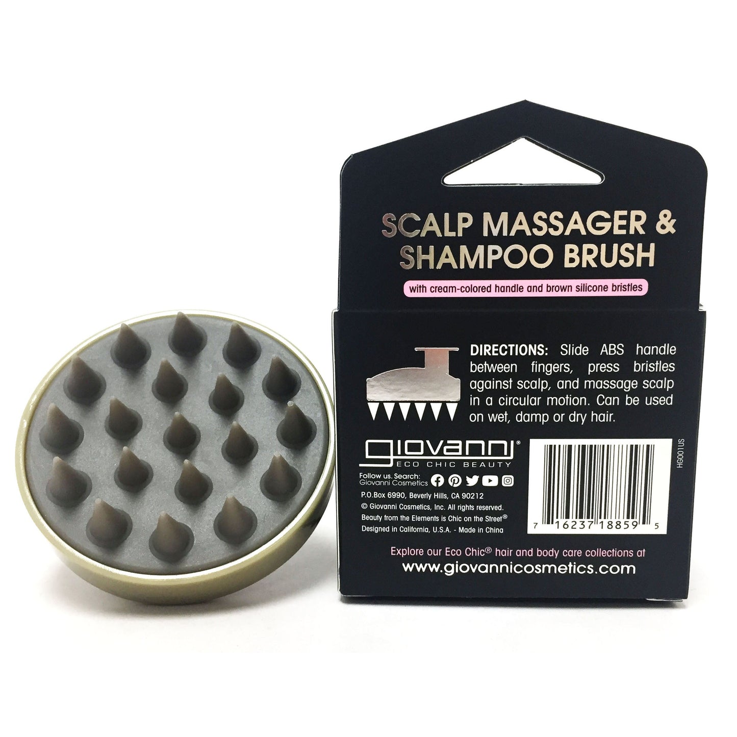 SCALP MASSAGER & SHAMPOO BRUSH (Tan Handle)
