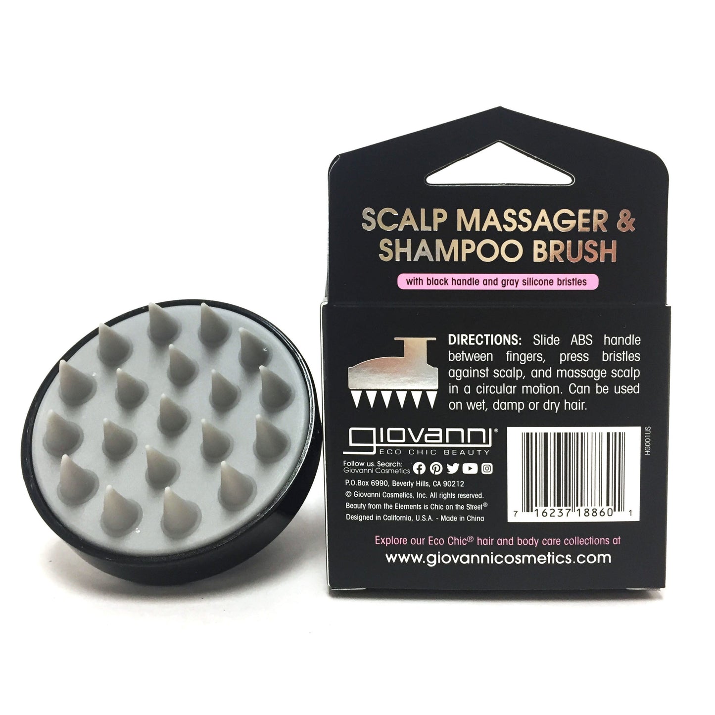 SCALP MASSAGER & SHAMPOO BRUSH (Black Handle)