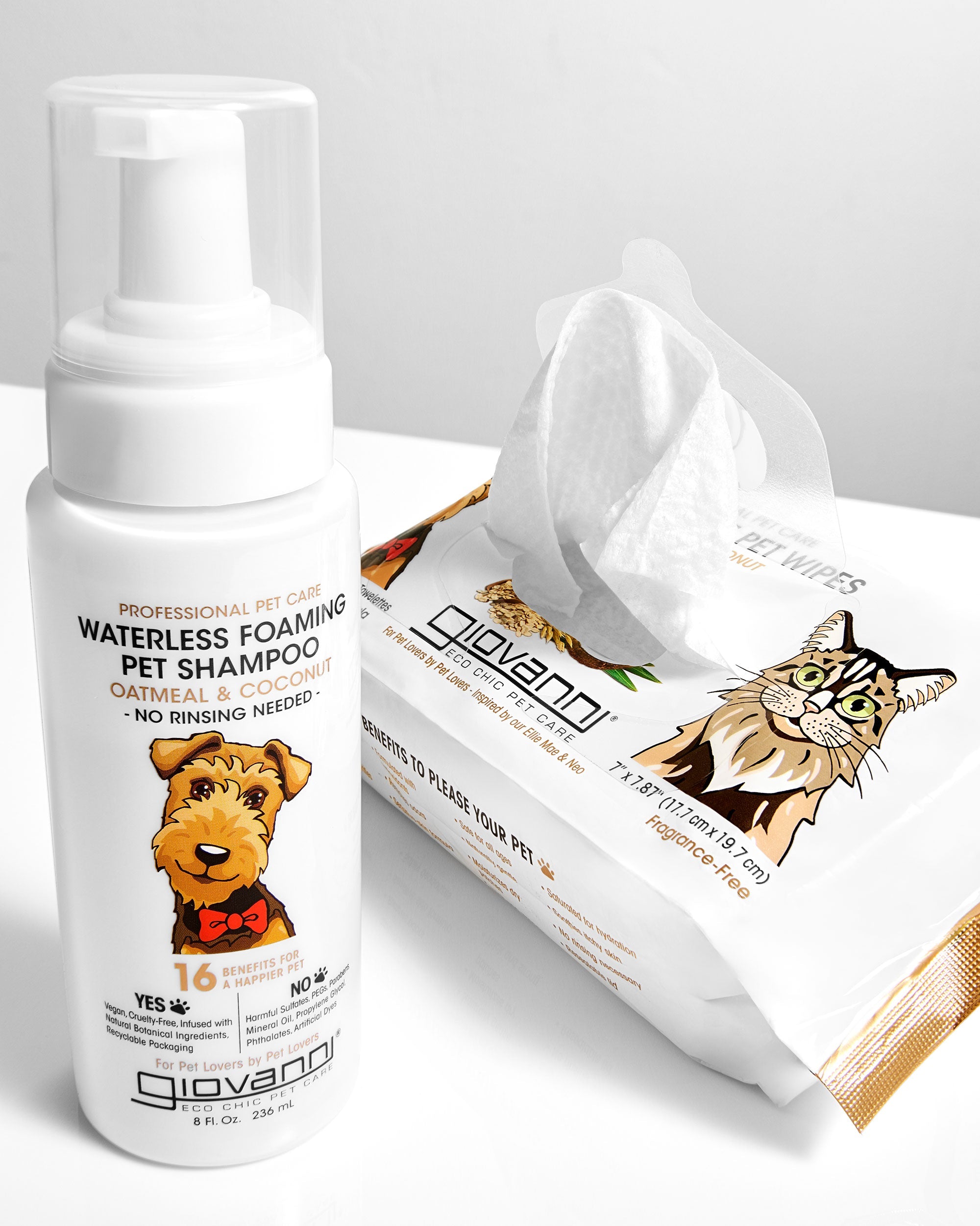 PROFESSIONAL WATERLESS FOAMING PET SHAMPOO - OATMEAL & COCONUT