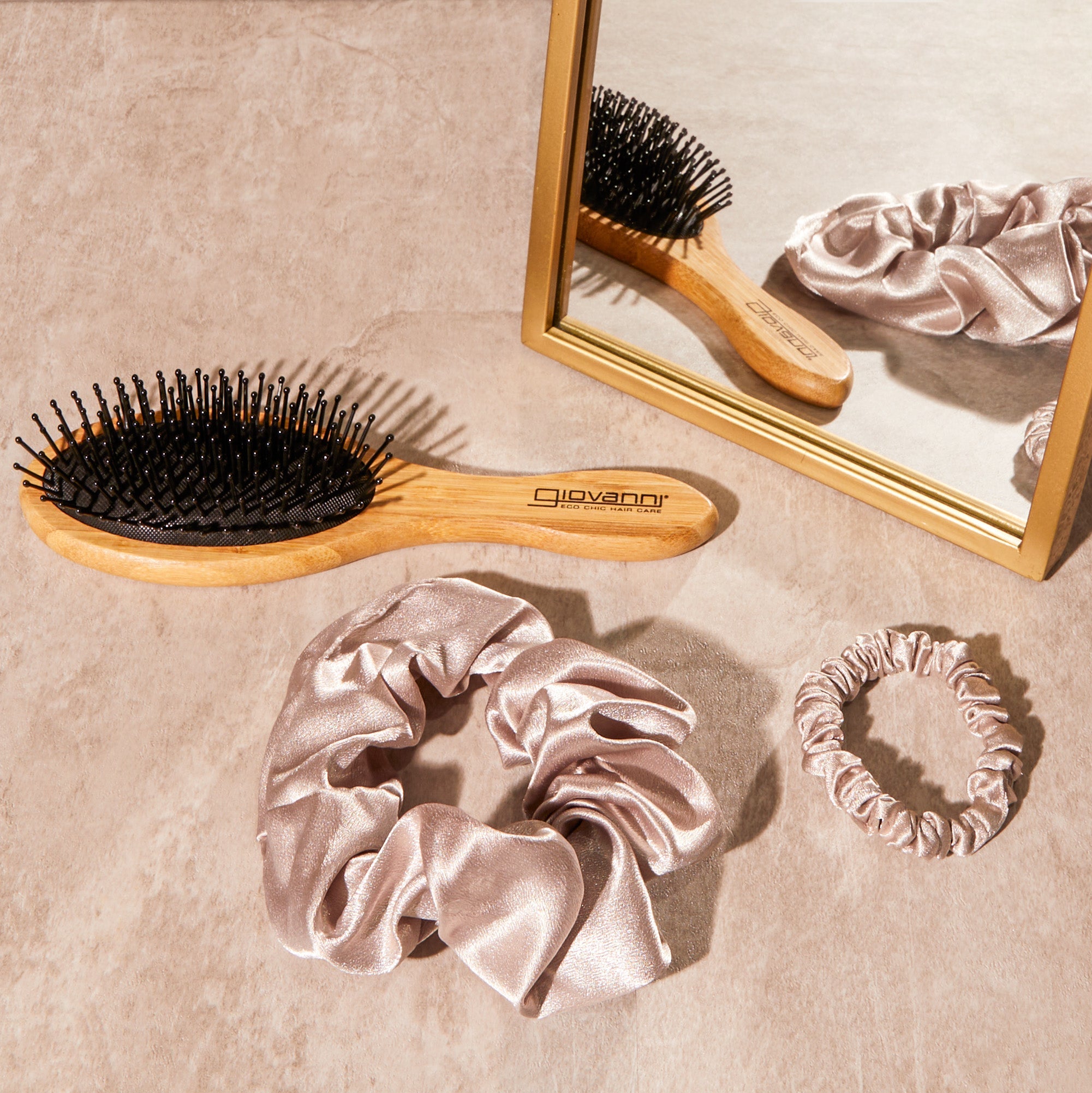 SATIN HAIR SCRUNCHIES (3 pack - Blush, Beige, Dark Brown)